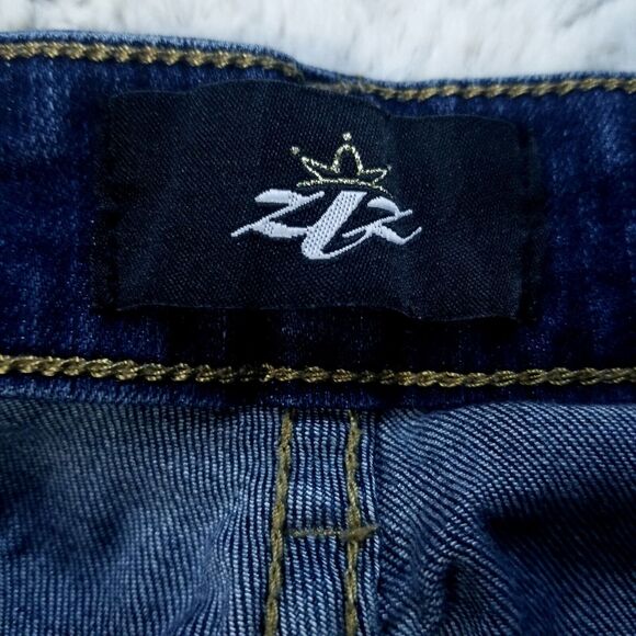 ZLZ Denim Jeans Mens 34x32 Blue Distressed Slim Straight Dark Wash Denim - Picture 8 of 12